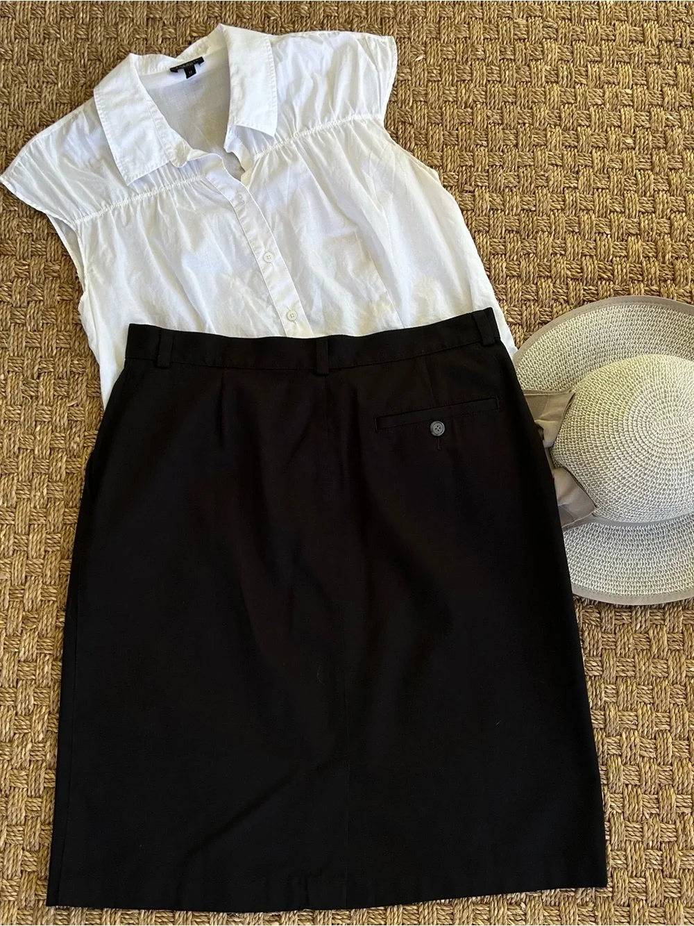 Women’s Black L.L. Bean Cotton Pencil Skirt Size 12 Petite